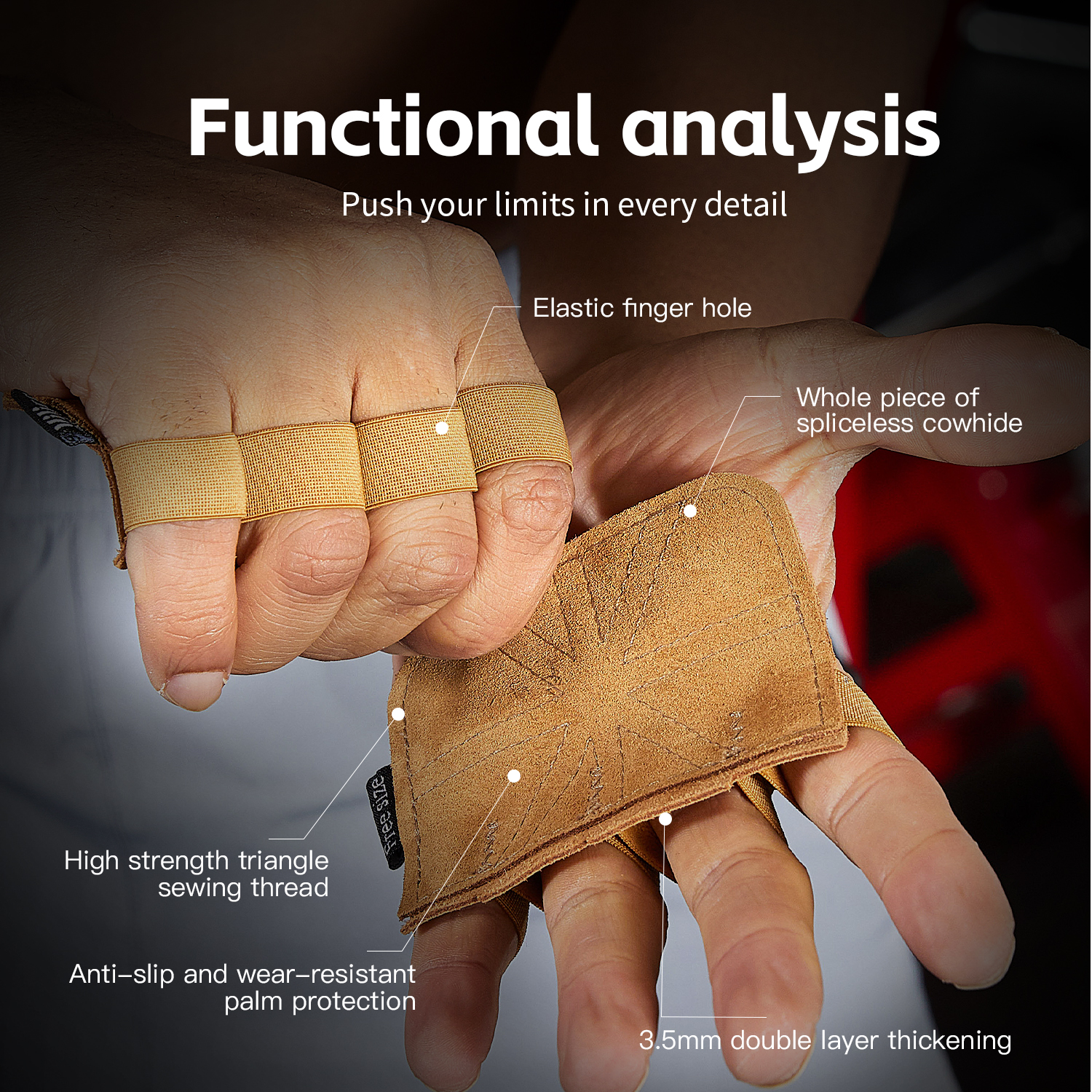 1 Pair Cowhide Gym Gloves Grip - Crossfit Workout Gear recension och pris