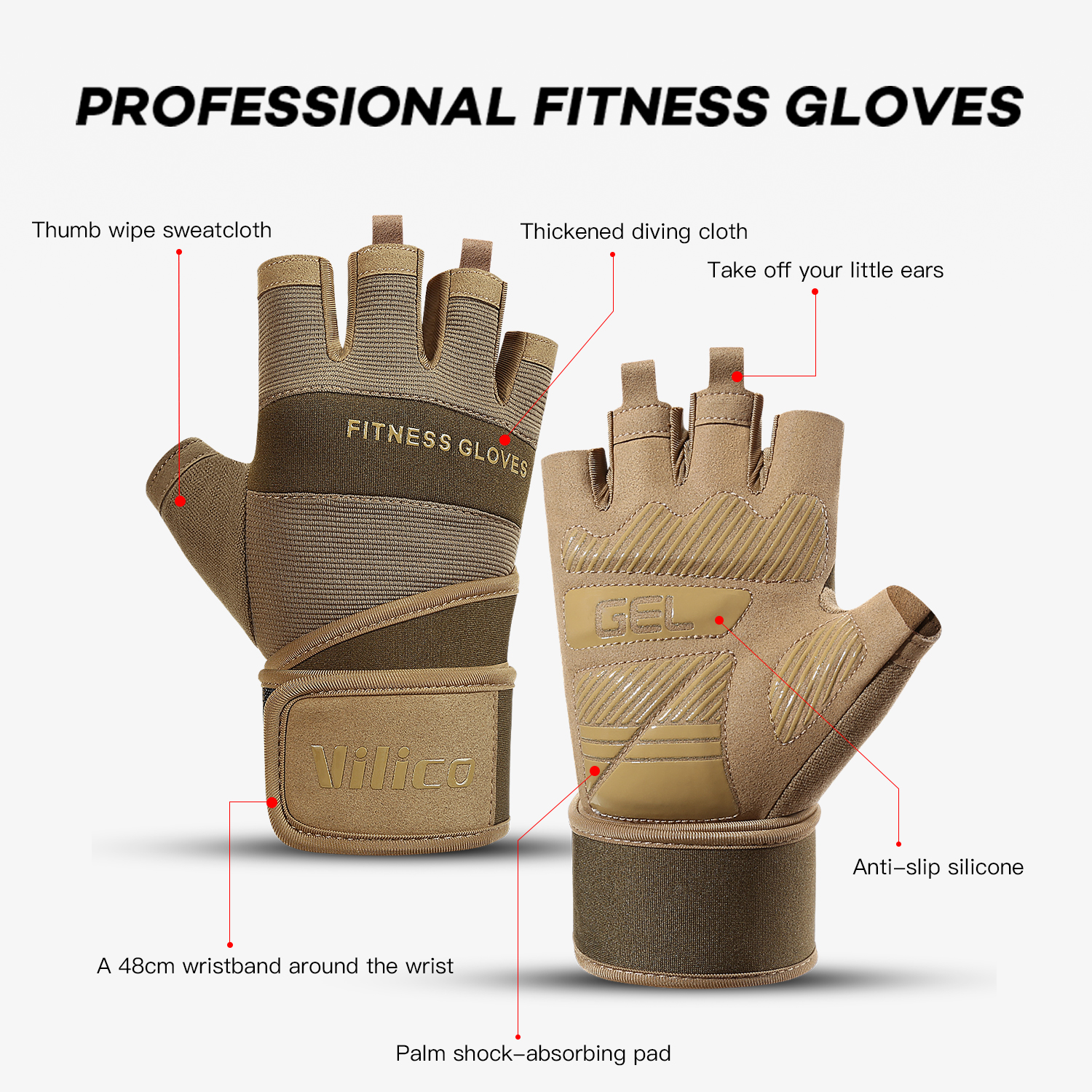 Cycling Gloves Half Finger Gym - Crossfit Workout Gear recension och pris